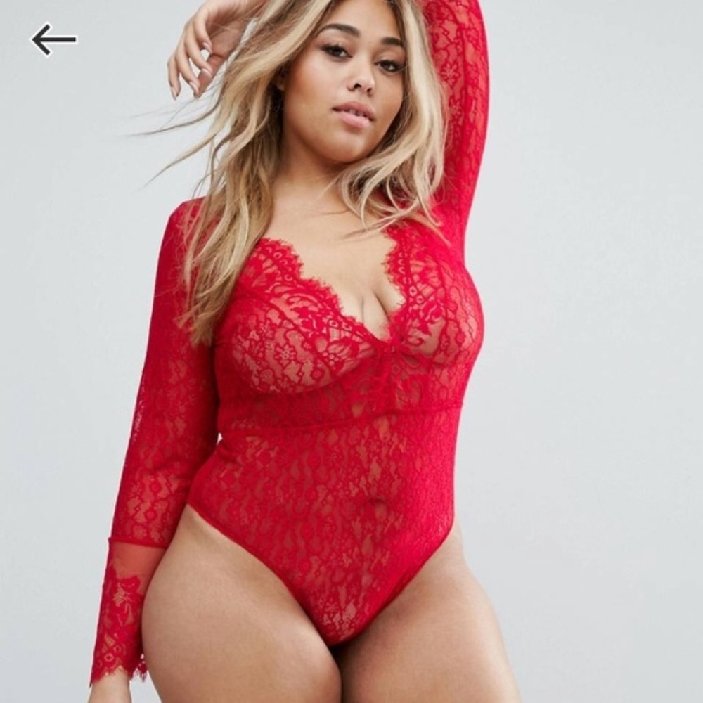 Red lace bodysuit